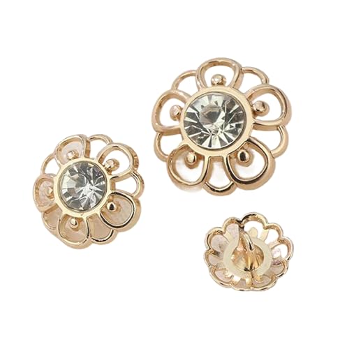 Metallknöpfe mit Blumenausschnitt, 13 mm bis 25 mm, Farbe 10, 17,5 mm, 6 Stück Metallknöpfe mit Blumenausschnitt, 13 mm bis 25 mm, Farbe 10, 17,5 mm, 6 Stück von Nuheekg