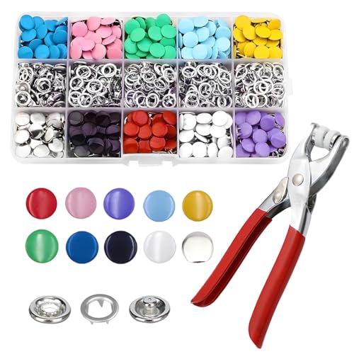 200 Sets Druckknopf-Verschluss-Set mit Verschlusszange – 10 Farben, Druckknöpfe ohne Nähen, Metall-Druckknöpfe für Kleidung, Taschen und Bastelarbeiten, langlebiges Druckknopf-Set zum Nähen und für 200 Sets Druckknopf-Verschluss-Set mit Verschlusszange – 10 Farben, Druckknöpfe ohne Nähen, Metall-Druckknöpfe für Kleidung, Taschen und Bastelarbeiten, langlebiges Druckknopf-Set zum Nähen und für von Nujvnuj