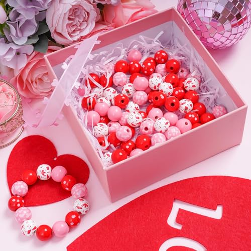 Nujvnuj16mm Perlen Valentinstag Rot Rosa Holzperlen mit Loch Große Perle Runde Perle Armband Halskette Schlüsselanhänger Schmuck Machen Valentinstag Jahrestag Party Dekoration Nujvnuj16mm Perlen Valentinstag Rot Rosa Holzperlen mit Loch Große Perle Runde Perle Armband Halskette Schlüsselanhänger Schmuck Machen Valentinstag Jahrestag Party Dekoration von Nujvnuj