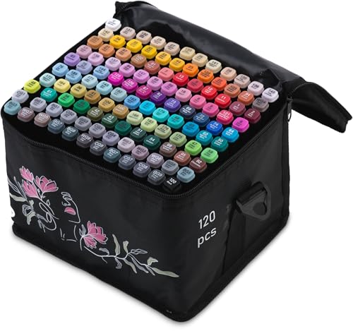 Nukido Alkohol Marker Filzstifte Mit Tasche Doppelseitige Wasserfest 120 Stück von Nukido