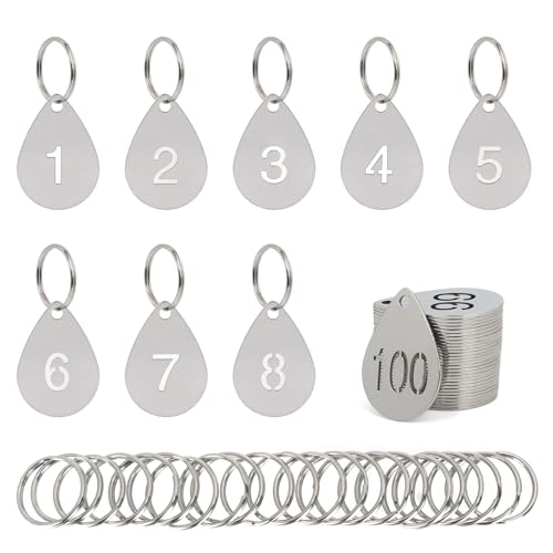 NumRealm Ausgehöhlte Nummernschilder mit Ringen, Wassertropfenform, 304 Edelstahl, Schlüssel-ID-Etiketten – 1–30 von NumRealm