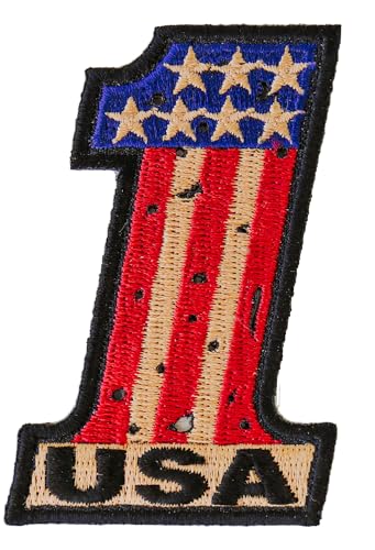 Number 1 USA Vintage Flag and Stars Patch - By Ivamis Trading - 2x3 inch by Ivamis Trading Number 1 USA Vintage Flag and Stars Patch - By Ivamis Trading - 2x3 inch by Ivamis Trading von Number
