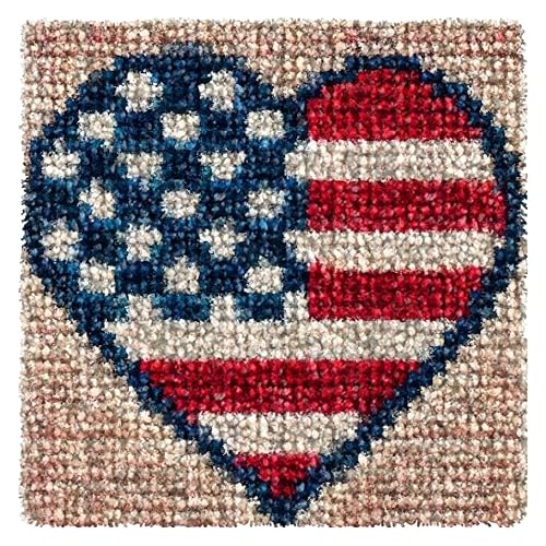 Numptain Knüpfhaken-Set für Kinder, DIY-Teppich, Basteln, amerikanisches Liebesmuster, farbig bedruckte Leinwand, Knüpfhaken-Set für Anfänger, handgefertigte Handarbeit, Basteln, Heimdekoration, 30,5 von Numptain