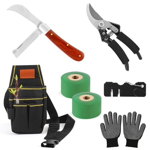 7 Stücke Veredelungsmesser mit 2 Klingen,Pfropfen Werkzeug Kit mit Obstbäume Pfropfschere Werkzeugtaschen Taille Beute Veredelungsband Handschuhen, Gartenschere für Blumen Messer›Klappmesser 7 Stücke Veredelungsmesser mit 2 Klingen,Pfropfen Werkzeug Kit mit Obstbäume Pfropfschere Werkzeugtaschen Taille Beute Veredelungsband Handschuhen, Gartenschere für Blumen Messer›Klappmesser von Nuo desire
