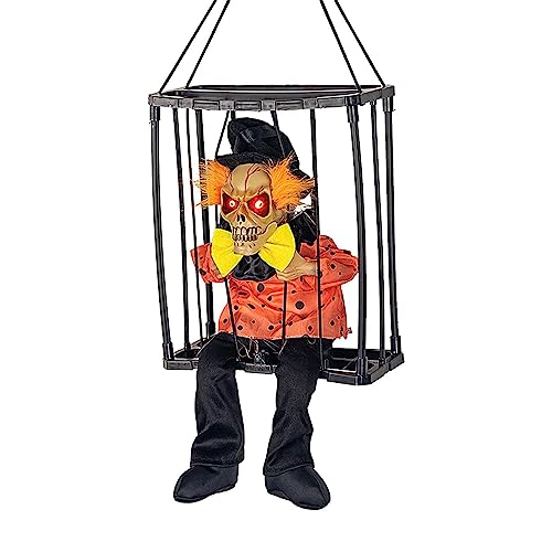 Nupaque Animierte Halloween-Dekorationen | Gruselige Totenkopf-Bewegungsaktivierte Requisiten,Für elektrisch leuchtende Augen, aufhängbar, sprechender Gefangenenkäfig, Geistergesang Nupaque Animierte Halloween-Dekorationen | Gruselige Totenkopf-Bewegungsaktivierte Requisiten,Für elektrisch leuchtende Augen, aufhängbar, sprechender Gefangenenkäfig, Geistergesang von Nupaque