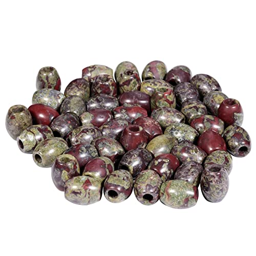 Nupuyai 4.5mm Drachenblutstein Kristall Stein Perlen Großes Loch Oval Form Lose Perlen für Armband Halskette Schmuckherstellung, Pack von 18 von Nupuyai