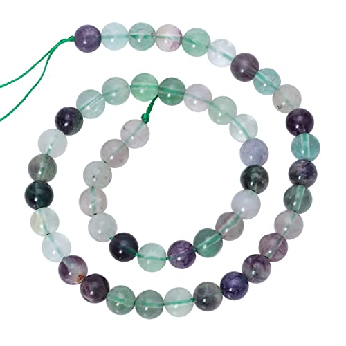 Nupuyai 8mm Natürliche Fluorite Runde Edelstein Perlen Strang Lose Kristall Stein Perlen für Schmuck Herstellung DIY Halskette, Armband und Kunsthandwerk 15.5" 1 Strang von Nupuyai