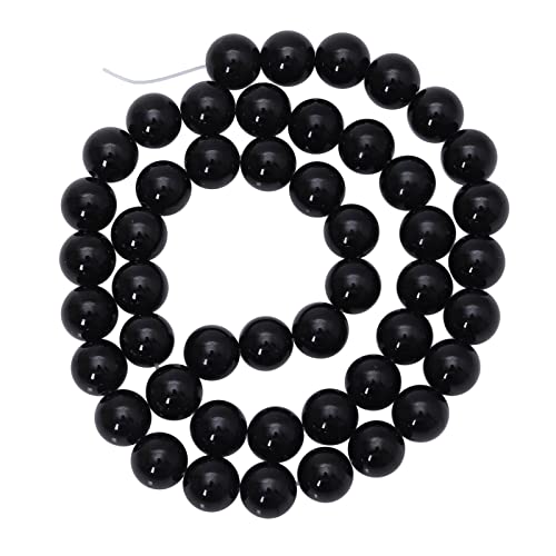 Nupuyai 8mm Natürliche Schwarz Achat Runde Edelstein Perlen Strang Lose Kristall Stein Perlen für Schmuck Herstellung DIY Halskette, Armband und Kunsthandwerk 15.5" 1 Strang von Nupuyai