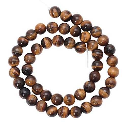 Nupuyai 8mm Natürliche Tigerauge Runde Edelstein Perlen Strang Lose Kristall Stein Perlen für Schmuck Herstellung DIY Halskette, Armband und Kunsthandwerk 15.5" 1 Strang von Nupuyai