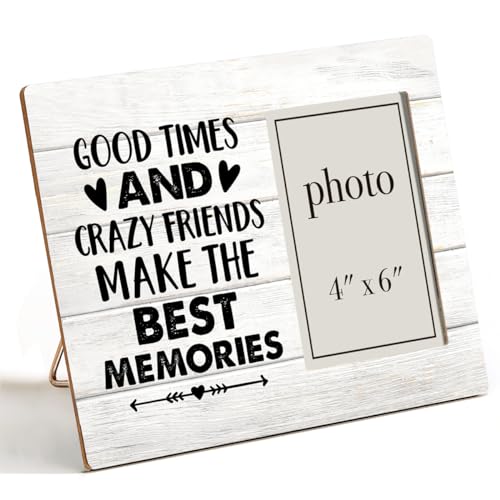 Freundschaftsgeschenke für Männer und Frauen, Langstrecken- und Weggehgeschenkideen, gute Zeiten und verrückte Freunde, Holz-Bilderrahmen für Tischplatte oder Wanddisplay (für 10 x 15 cm große Fotos) von Nurawo