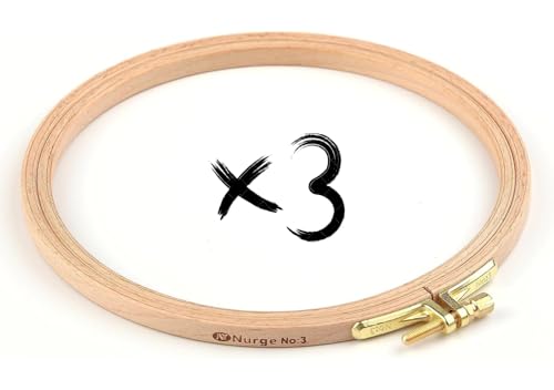 Nurge 3 x 15,2 cm Premium-Stickrahmen aus Buchenholz, goldfarbener Verschluss, 8 mm Dicke, 160 mm = ca. 15,2 cm von Nurge