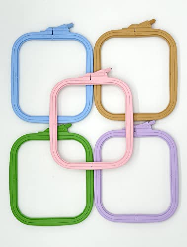 Nurge Quadratische Stickrahmen aus Kunststoff, Kreuzstichrahmen, Stanznadelrahmen, mehrfarbig, 5 Stück (klein) von Nurge