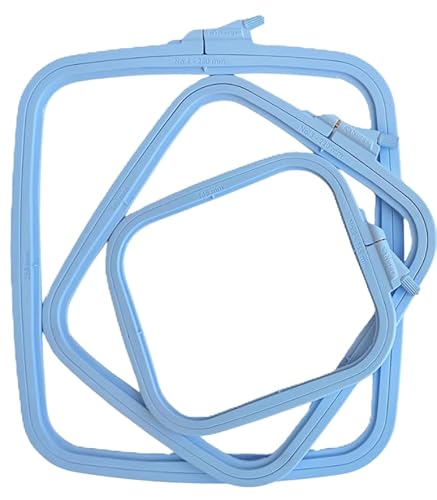 Nurge Quadratischer Stickrahmen aus Kunststoff, Kreuzstichrahmen, Stanznadelrahmen, Blau, 3 Stück von Nurge