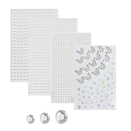 Glitzersteine Selbstklebend,1280 Stk Glitzersteine Gesicht, Mit Schmetterlingsgesichtsaufkleber Klebesteine Gesicht,Glitzer Gesicht 3/4/5mm Runde Schmucksteine für Kinde Handwerke,Fotorahmen Glitzersteine Selbstklebend,1280 Stk Glitzersteine Gesicht, Mit Schmetterlingsgesichtsaufkleber Klebesteine Gesicht,Glitzer Gesicht 3/4/5mm Runde Schmucksteine für Kinde Handwerke,Fotorahmen von Nurila