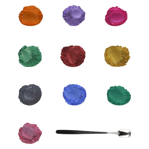 Nurila 10 Farbe für Gießpulver 3g, Farbpigmente für Gießpulver, Mica Powder, Pigmentpulver für Diy Kunstharz Gießharz, Kerze, Schmuckherstellung, Seife, Kosmetischer, Schleim, Badebombe, Nagellack von Nurila