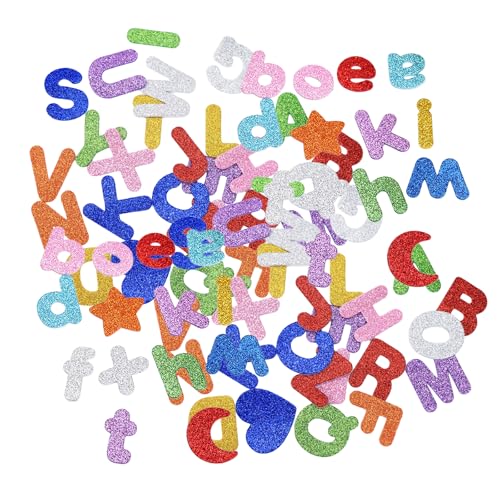 Nurila 112 Stück Buchstaben Aufkleber,Glitter Moosgummi Buchstaben Selbstklebend,Bunt Glitzer Groß- Und Kleinschreibung Buchstaben Selbstklebend Für Kinder Namensaufkleber DIY Kartendekoration von Nurila