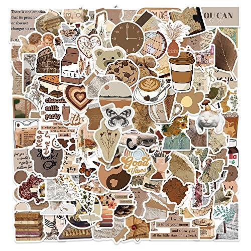 Nurila 112 Stück Vintage Sticker, Boho Aesthetic Stickers Perfekt Aesthetic Für Wasserflaschen, Scrapbooking, Gitarre,Laptops,Wasserfeste Vinyl Aufkleber Kinder Mädchen Jugendliche(Vintage) von Nurila