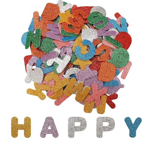 Nurila 116 Stück Buchstaben Aufkleber, Glitzer Moosgummi Buchstaben Selbstklebend, Buchstaben Sticker, Klebebuchstaben Groß für Kinder Scrapbooking Zubehör Kit, DIY Handwerk Gestalten und Dekorieren von Nurila