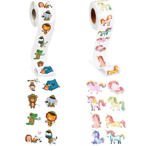 Nurila 2 Bände Tier Sticker, 1000pcs Sticker Kinder, StickerRolle Aufkleber Kinder für Scrapbooking, DIY Handwerk, Journal, Geschenke, Tierdrucke Einhorn aufkleber Nurila 2 Bände Tier Sticker, 1000pcs Sticker Kinder, StickerRolle Aufkleber Kinder für Scrapbooking, DIY Handwerk, Journal, Geschenke, Tierdrucke Einhorn aufkleber von Nurila