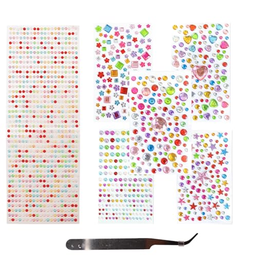 Nurila 2184 Stück Glitzersteine Selbstklebend, Bunt Strasssteine Selbstklebend, Glitzersteine Gesicht, Glitzersteine zum Basteln, Glitzer Sticker für Laptops, Kameras, Handyhüllen, DIY-Zubehör von Nurila