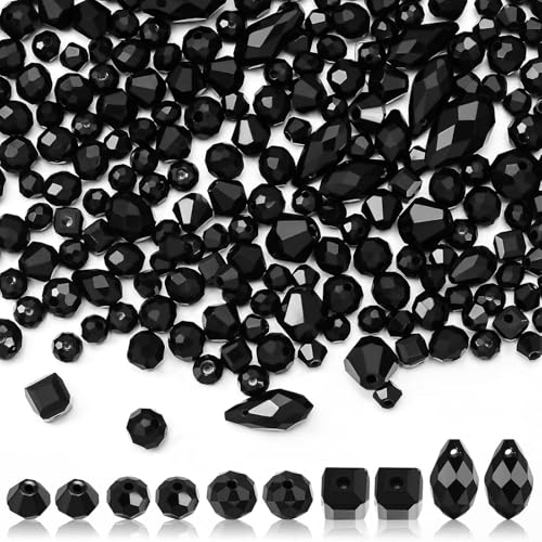 Nurila 300 Stück Kristall Glasperlen Kit, 4/5/6/8/13mm Glasperlen Zum Auffädeln Mit Behälterbox, Glasperlen Set Facettierte Glasperlen Für Armbänder Schlüsselanhänger Heimdeko Handwerk(Schwarze) Nurila 300 Stück Kristall Glasperlen Kit, 4/5/6/8/13mm Glasperlen Zum Auffädeln Mit Behälterbox, Glasperlen Set Facettierte Glasperlen Für Armbänder Schlüsselanhänger Heimdeko Handwerk(Schwarze) von Nurila