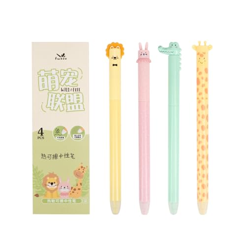 Nurila 4 Radierbarer Kugelschreiber Set, Cartoon Blau Radierbarer Tintenroller 0.5mm Erasable Pen Mit Radiergummi, Ideal Für Büro Und Schule,Tier-Set Nurila 4 Radierbarer Kugelschreiber Set, Cartoon Blau Radierbarer Tintenroller 0.5mm Erasable Pen Mit Radiergummi, Ideal Für Büro Und Schule,Tier-Set von Nurila