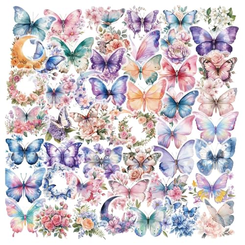 Nurila 50 Stück Scrapbook Stickers, Sticker Schmetterlinge, Sticker Transparent, Aufkleber Wasserfest für Sammelalben, Tagebücher, Notizbücher, Computer, Wasserflaschen, DIY-Dekorationen, Koffer Nurila 50 Stück Scrapbook Stickers, Sticker Schmetterlinge, Sticker Transparent, Aufkleber Wasserfest für Sammelalben, Tagebücher, Notizbücher, Computer, Wasserflaschen, DIY-Dekorationen, Koffer von Nurila