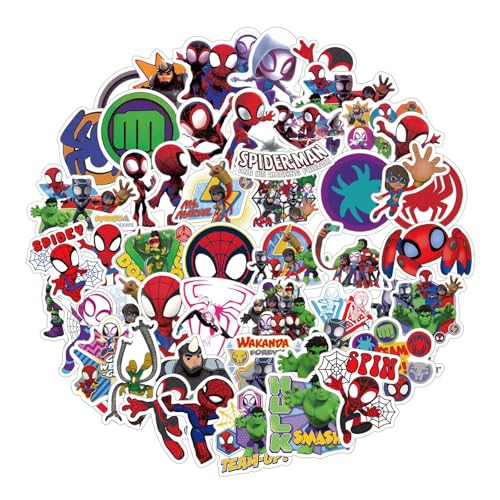 Nurila 51 Stück Sticker Set, Superhelden Sticker, Aufkleber Kinder, Spidey Sticker Jungs für Mädchen Jungen Koffer Skateboard Laptop Kühlschrank Fahrräder DIY Scrapbooking Federmäppchen von Nurila