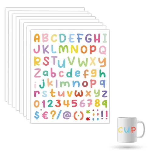 Nurila 648 Stück/8 Blatt Buchstaben Aufkleber, Klebebuchstaben, Selbstklebende Buchstaben Sticker, Aufkleber Buchstaben, Klebebuchstaben Wetterfest für DIY-Kunstherstellung, Scrapbooking, Grußkarten von Nurila