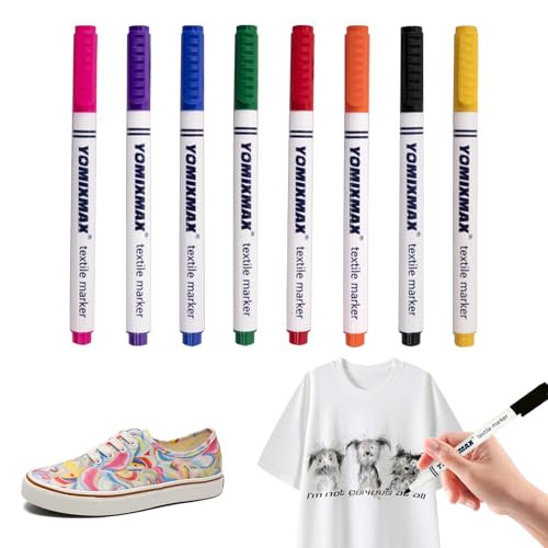 Nurila 8 Stück Farbe Textilstifte Waschmaschinenfest, Stoffmalstifte Waschfest, Textilmarker Ölbeständig, Stoffstifte Waschmaschinenfest für T-Shirts, Hut, Segeltuchschuhe, Einkaufstasche von Nurila