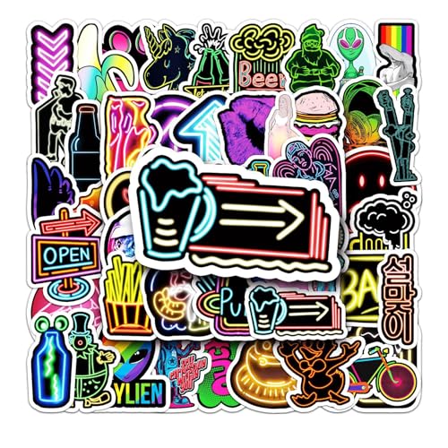 Nurila Aufkleber 53 Stück Neon Cool Sticker Set,Wasserfeste Aufkleberfür Laptop Skateboard Scrapbook Trinkflasche MacBook IPad Handy Tagebuch Tassen Moped Fahrrad Koffer Notizbuch usw Nurila Aufkleber 53 Stück Neon Cool Sticker Set,Wasserfeste Aufkleberfür Laptop Skateboard Scrapbook Trinkflasche MacBook IPad Handy Tagebuch Tassen Moped Fahrrad Koffer Notizbuch usw von Nurila