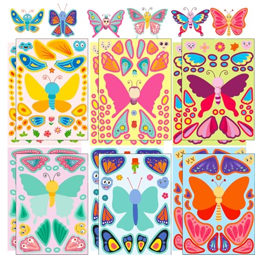 Nurila Aufkleber Kinder Sticker, Kindergeburtstag Spiele Aufkleber Kinder,Sticker Set,Make-a-Face DIY Gesichtsaufkleber,Schmetterling12 Stk 21 * 15cm Nurila Aufkleber Kinder Sticker, Kindergeburtstag Spiele Aufkleber Kinder,Sticker Set,Make-a-Face DIY Gesichtsaufkleber,Schmetterling12 Stk 21 * 15cm von Nurila