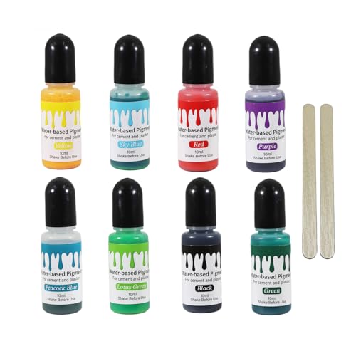 Nurila Farbpigmente für Gießpulver, Pigmente für Gießpulver Beton Gips, 8 Farben Resin Farbe Mit Zwei Rührstäbchen Geliefert für Handwerk, Schmuck, Malerei, Geeignet für Anfänger Und Profis Je 10 Ml von Nurila