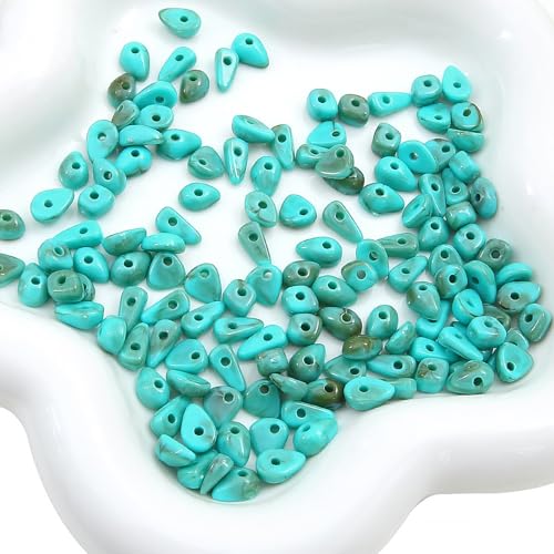 Nurila Glasperlen Zum Auffädeln,160 Stück Edelstein Perlen, Acrylperlen für DIY Armbänder Ohrringe Schmuck Heimdekoration Armbänder Schmuckperleohrringe,Ring,DIY-Zubehör 5-8mm (Turquoise) von Nurila