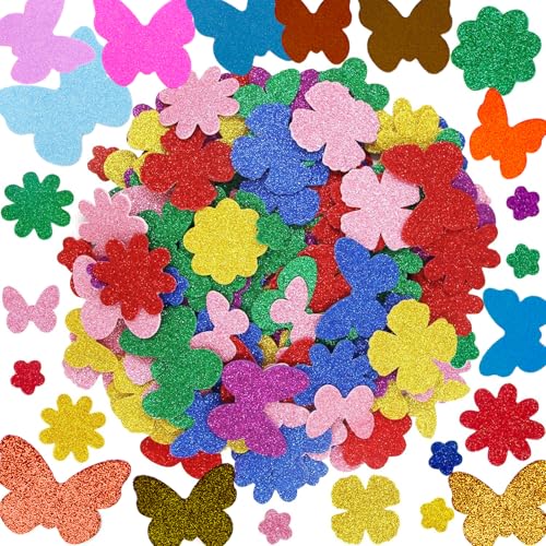 Nurila Glitzer Sticker, Aufkleber Kinder 84 Stk Farben Moosgummi Bunte Libellen Glitter, Abziehbilder Zum Basteln Sticker Set für Kunsthandwerk Sammelalben Dekoration Sammelalben Grußkarten 2-7.5cm von Nurila