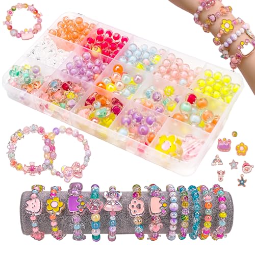 Nurila Perlen für Armbänder, 300 Stk Leuchtende Armbänder Selber Machen Set, 15 Typ perlenset Selber Machen Kinder, Perlen für Ohrringen, Halsketten Und Ostergeschenke von Nurila