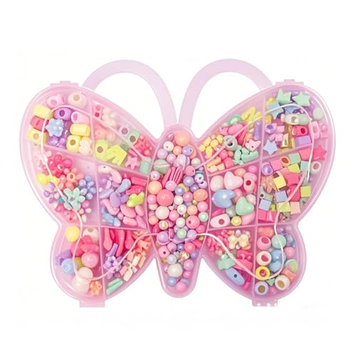 Nurila Perlen für Armbänder Kinder, Perlen Set, Armbänder Selber Machen, Perlenset kinder ab 4, Schmuckherstellung für Mädchen (Schmetterling) von Nurila