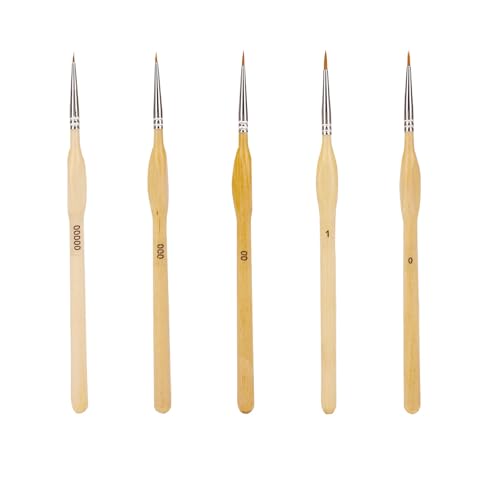 Nurila Pinsel Malen nach Zahlen, 5 Stück Feine Pinsel Set, Holzfarbe Dünne Pinsel, Nylonpinsel für Acrylmalerei, Aquarellmalerei, Gouache, Ölgemälde, Miniaturmalerei, Strichzeichnung Nurila Pinsel Malen nach Zahlen, 5 Stück Feine Pinsel Set, Holzfarbe Dünne Pinsel, Nylonpinsel für Acrylmalerei, Aquarellmalerei, Gouache, Ölgemälde, Miniaturmalerei, Strichzeichnung von Nurila