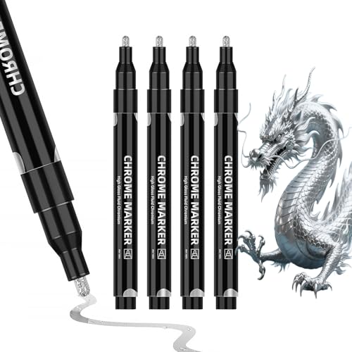 Nurila Silber Chrom Marker, 4 Silber Metallic Wasserfest-Set Reflektierende Lackstift Silber, 2mm - Lackstift Stark Deckend Für Glas, Stein, Holz, Kunststoff Und Papier Steine DIY Handwerk Nurila Silber Chrom Marker, 4 Silber Metallic Wasserfest-Set Reflektierende Lackstift Silber, 2mm - Lackstift Stark Deckend Für Glas, Stein, Holz, Kunststoff Und Papier Steine DIY Handwerk von Nurila