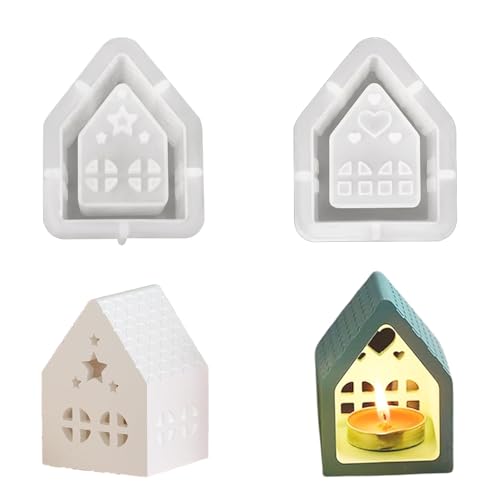 Nurila Silikonformen Gießformen.Fünfzackiger Stern + Herz Häuser Silikonform Haus Silikonform Ostern Mini Wiederverwendbare Gießformen Silikon Für Beton/Gips/Epoxidharz von Nurila