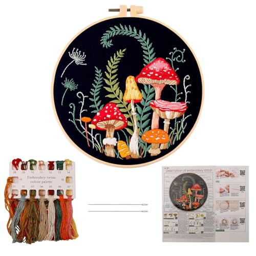 Nurila Sticken Set Erwachsene, Stickset für Anfänger, Stickbilder Erwachsene, Embroidery Kit mit Stickrahmen, Stickbilder für DIY Kunst, Handwerk Pilzmuster DIY Set Erwachsene Nurila Sticken Set Erwachsene, Stickset für Anfänger, Stickbilder Erwachsene, Embroidery Kit mit Stickrahmen, Stickbilder für DIY Kunst, Handwerk Pilzmuster DIY Set Erwachsene von Nurila