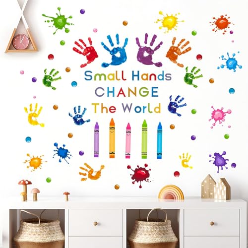 Nurila Wandtattoo Kinderzimmer, Wandsticker Kinderzimmer-Kleine Hände Verändern Die Welt 30 * 60cm Mädchen Kinder Kinderzimmer Schlafzimmer DIY Wandaufkleber für Junge Mädchen Schlafzimmer Wanddeko von Nurila
