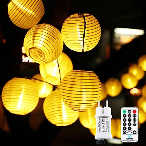 LED Lampions Lichterkette Außen Strom, 10m 50Led Erweiterbar 8 modi Lichterkette Lampion mit Fernbedienung Memoryfunktion Timer Stecker Laterne für Weihnachten Terrasse Balkon Garten Deko Warmweiß LED Lampions Lichterkette Außen Strom, 10m 50Led Erweiterbar 8 modi Lichterkette Lampion mit Fernbedienung Memoryfunktion Timer Stecker Laterne für Weihnachten Terrasse Balkon Garten Deko Warmweiß von Nurkoo