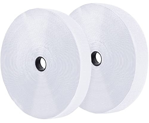 Selbstklebendes Klettband mit selbstklebender Rückseite, Nylon, selbstklebend, strapazierfähig, für Zuhause, Büro, Schule, Auto und Bastelorganisation, Weiß, 25 m von Nurkul