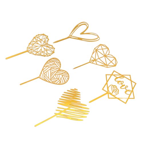 Gold Herzkuchen -Topper, Cupcake -Dekorationen für Geburtstagsfeier, Hochzeitstag, 6pcs mit Plastik, Kuchen -Topper -Dekorationen Gold Herzkuchen -Topper, Cupcake -Dekorationen für Geburtstagsfeier, Hochzeitstag, 6pcs mit Plastik, Kuchen -Topper -Dekorationen von Nurnesy