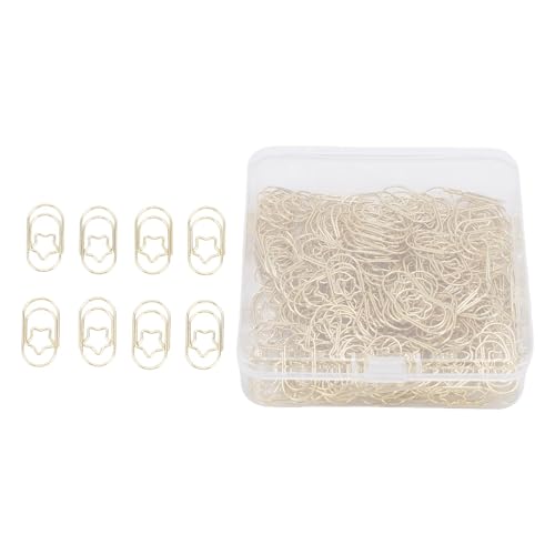 Nurnesy 200 PCs Goldene Sternförmige Papierclips - Niedliche Dekorative Metall -Lesezeichen für Planer, Organisatoren und Handwerk - Erhält eine Klare Aufbewahrungsbox von Nurnesy