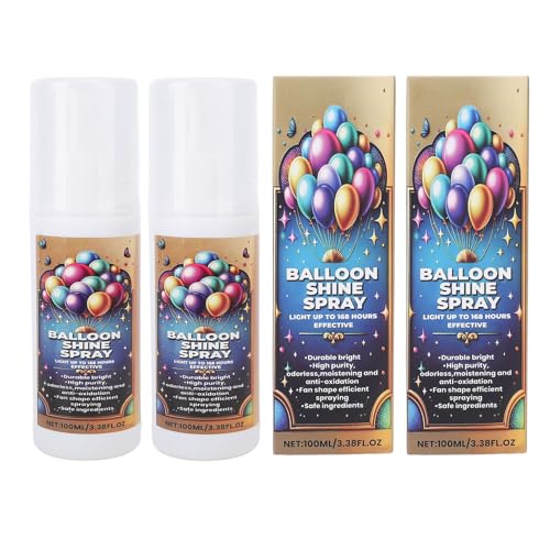 Nurnesy Ballon Shine Spray - Langlebiges Glänzendes Finish für Hochzeiten & Partys | 100 Ml X 2 | Ein Brillantes Erreichen von Nurnesy