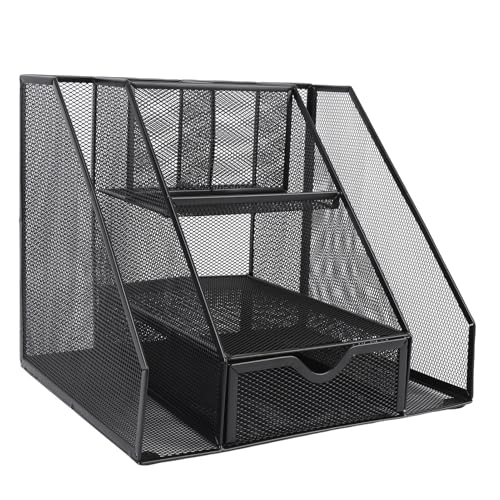 Nurnesy Black Metal Mesh Desktop Organizer - Vertikaler Aufbewahrungskorb mit Schubladen- und Stifthalter für Bürovorräte Nurnesy Black Metal Mesh Desktop Organizer - Vertikaler Aufbewahrungskorb mit Schubladen- und Stifthalter für Bürovorräte von Nurnesy