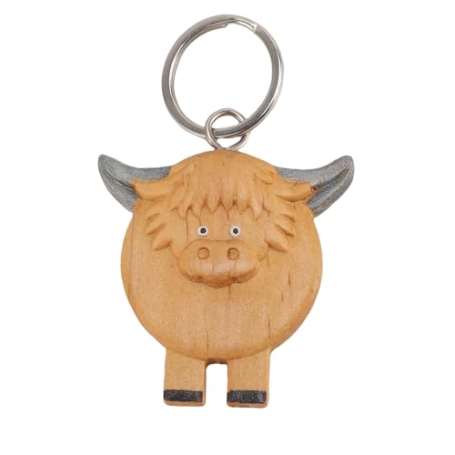 Nurnesy Highland Cow Holzschlüsselkette - Entzückender Tieranhängerschlüsselring für Brieftasche, Rucksack und Handtasche - Ideale Urlaubsüberraschung! von Nurnesy