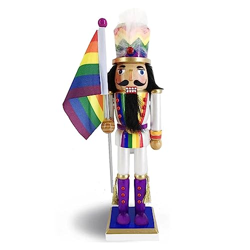 Nutcracker Ballet Gifts, Soldier Pride Nussknacker Weihnachtsschmuck, Holzfigur Dekoration mit weißer Uniform und Regenbogenflagge für Ferienwohnung, ideale Weihnachtsdekoration, 30,5 cm Nutcracker Ballet Gifts, Soldier Pride Nussknacker Weihnachtsschmuck, Holzfigur Dekoration mit weißer Uniform und Regenbogenflagge für Ferienwohnung, ideale Weihnachtsdekoration, 30,5 cm von Nutcracker Ballet Gifts